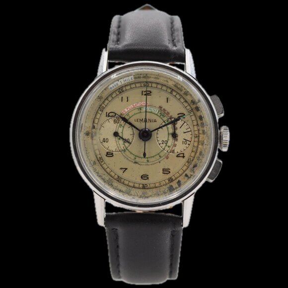 Vintage Other - Vintage 35mm Lemania 3854 Military Men's Chronograph Wristwatch CH27 Steel